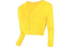 URBAN COCO Urban GoCo Femmes Cardigan en Tricot Pull à Manches 3/4 en V-Col Boléro Blouson Gilet avec Boutons