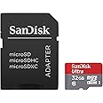 Carte Mémoire microSDHC SanDisk Ultra 32 Go Classe 10 pour Android avec Vitesse de lecture Allant jusqu'à 80 Mo/s + Adaptateu