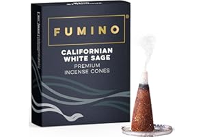 Fumino® Californian White Sage Fresh Incense Cones 20 per Box Masala Agarbatti Joss Scent Fragrance for Relaxation and Meditation, Home and House Décor