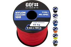 ‎GO!ELEMENTS Paracord 100 Typ I | ø 2mm - 3 Kerne - max. 45 kg | 100% Nylonschnur, Seil - reißfest | Allzweckseil, Survival Schnur, Nylonseil, Reepschnur & Maurerschnur