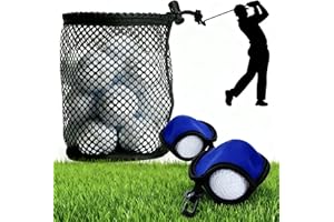 Aiyraa 1 Nylon Golf Ball Bag with 2 Blue Golf Ball Cleaner Pouches, Portable Golf Tee Bag and club cleaner, 3 pcs golf accessories set for Golf Courses, Shcool, Fitness Clubs, Camping, Traveling