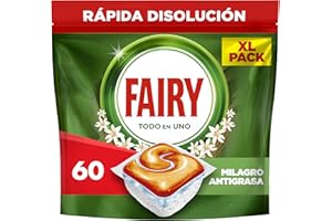 Fairy Original Todo En Uno Naranja Cápsulas De Lavavajillas, 60 Cápsulas, Efectivas Incluso En La Grasa Reseca