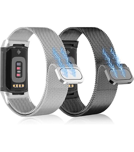 Cinturino In Metallo Con Strass Per Fitbit Charge 5 - AISPORTS, Regolabile Da 140 A 205 Mm, Con Cristalli Brillanti, Ricambio Elegante