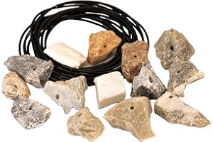 artdee® Speckstein Amulettsteine mit Loch und Lederband (12 Stück) – handgefertigte Schlüsselanhänger aus Speckstein Rohling selbst gestalten Schlüsselanhänger selbst Machen Specksteine