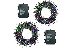MEISION Guirlande Lumineuse Exterieure Intérieur 5m/50LEDs Pile Guirlande Lumineuse Sapin Guirlande led par 8 Modes, Minuterie, IP44 Étanche, Guirlande Noel par Chambre, Mariage, 2 Pièces, Multicolore
