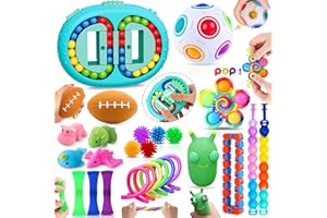 Chennyfun Fidget Toy Set, 26PCS With Box Fidget Toys Pack, Sensory Toys for Autism ADHD, Fidget Toy in Magic Burger Cube, Rainbow Ball Relaxing Entertainment Birthday Gift for Kids Adults