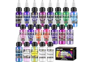 HOMY ARTY Iridescent Airbrush Paint, 20 Bottles Ready to Spray Airbrush Paint Set, Water-Based Acrylic Air brush Paints for Plastic Models, Canvas, Wood - 18 Iridescent Colors with 2 Thinner