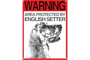 Lovelytiles English Setter Targa ATTENTI al Cane Cartello Warning Area Protected BY