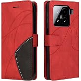 Mobile Phone Case for Xiaomi 15 Case Flip PU Leather Case Cover Fashionable Flip Case for Xiaomi 15 Case Flip Case Mobile Phone Case Protective Cover Red