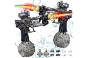 Audasi Wasserpistole Elektrisch, 2Pcs Elektrische Wasserpistole mit Simuliertem Automatische Wasserpistolen 500CC Große Reichweite Motorisiert mit Multifunktionalen Lichteffekten Water Gun