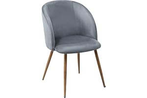 buybyroom 1 Sedia da Pranzo in Velluto con Schienale per Cucina,Sala da Pranzo,Soggiorno,Camera da Letto,Colore Gray