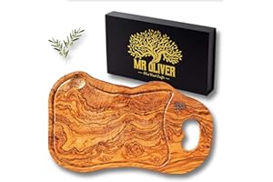 MR OLIVER MrOliver® Saturn - Tagliere in Legno d'Ulivo Naturale - Tagliere da Cucina Professionale - Accessori Cucina di Design- Tagliere Legno Grande per Aperitivo, Carne, Salumi