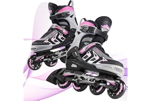 Hikole Adjustable Inline Skates Comfortable Adult Inline Skates with Adjustable Size for Women, Men, Teens, Beginners, Size 4-16