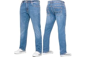 989Zé ENZO Mens Stretch Straight Leg Regular Fit Casual Cotton Classic 5 Pocket Basic Zipper Denim Jeans