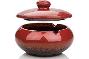 NUTS OT NUTS Ceramiczna popielniczka do papierosów, do użytku na zewnątrz, z pokrywką, w stylu retro, wiatroszczelna, bezzapachowa, do użytku na zewnątrz, do domu, biura, sypialni, na balkon, stolik kawowy,