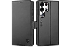 SHIELDON Etui na telefon komórkowy Galaxy S23 Ultra, [blokada RFID] [przegródka na karty][magnes] [stojak] odporne na uderzenia, skórzane etui z klapką kompatybilne z Galaxy S23 Ultra 2023, Czarne