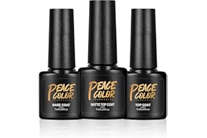PEACECOLOR Base et Top Coat Vernis Semi Permanent, 3 * 7ML Top Coat Gel UV, Vernis à Ongles Vernis Gel UV Semi Permanent Matte Top Coat Nail Art Kit Vernis Semi Permanent