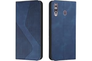 Mo-Somnus Kompatibel mit Samsung Galaxy A20S Hülle, Schutzhülle Samsung A20S, Magnet PU Leder Tasche Flip Handyhülle Samsung A20S, Klappbar Kartenfächer Samsung A20S Brieftasche Klapphülle (Blau)