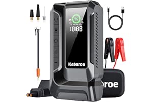 Katoroe Avviatore Batteria Auto,Starter Batteria Auto Avviatore di Emergenza per Moto con ricarica rapida USB, adatto a Con luce LED e display LCD