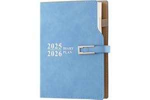 GOLDAYPLN Agenda scolaire 2025-2026 - 1 jour par page - Format A5 - 25/26 pages par jour - 12 mois - Pour l'école, la famille et le travail - Bleu