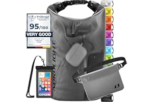 Nordlight Dry Bag Y Bolsas Impermeables - Bolsas Impermeables De 2l, 5l, 10l, 15, 20l, 30l, con Cierre Enrollable Y Correa De Hombro con Funda Impermeable para Móvil Y Riñonera