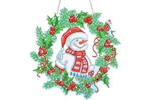 MILAIUN 5D DIY Diamond Painting Weihnachten Kranz,DIY Punkt Bohrer Diamant Malerei Weihnachtsdeko Kranz Kits,Türkränze,für Wand, Fenster Und Eingang Home Dekorationen 23CM (A)