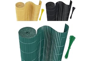 AufuN Sichtschutzmatte PVC Sichtschutzzaun 200x500cm - mit Kabelbindern Standard Sichtschutz Bambus Windschutz für Garten Balkon und Terrasse-Interne W-Struktur Verstärkte Lamellen (Grün)