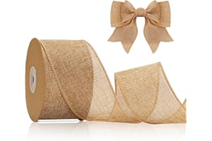 KINGLAKE 10m 6.4cm Brown Burlap Wired Ribbon for Wreath Bows Making, Wide Hessian Ribbon Jute Christmas Wired Ribbons for Crafting, Gift Wrapping, Xmas, Rustic Wedding Decorations