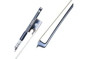 SURVEAL Archetto per violino in fibra di carbonio, superficie volubleata, color argento, con coda di cavallo della Mongolia bianca, corno di bue rosso, misura 4/4 (4/4)