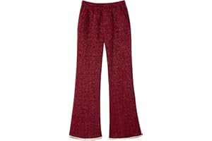 Rolanko Pantalones de Campana para Niña, Cintura Elástica Leggings Acanalados Brillantes de Terciopelo con Campana y Perlas Niños Cálidos Pantalones Jogger con Bolsillos