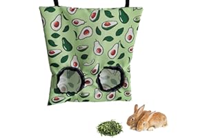 CONGGUAN Meerschweinchen Heu Futterbeutel Kaninchen Futterbeutel Heutasche Hängende Lebensmittelbeutel Kaninchenhaus Spender für Kaninchen Hamster Chinchilla (S-2 Löcher)