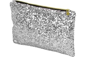SIMPLY GORGEOUS Womens Ladies Glitter Sparkling Sequins Handbag Evening Party Clutch Bag Purse - Silver