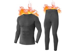 SIMIYA Herren Thermounterwäsche Set, warme Unterwäsche mit Innenfleece, Ultraleicht Oberteil und Unterteil mit Eingriff Langarm Funktionsunterwäsche Rundhals Skiunterwäsche für Winter