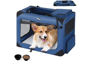 Reerooh Dog Carrier Cat Carrier Bag, Foldable Fabric Car Dog Travel Crate, Portable Soft Pet Carrier for Transport, Breathable Puppy Carrier with Cushion & Bowls