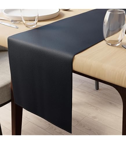 Myir JUN Chemin de Table Moderne Chemin de Table Chemin de Table Lavable Chemin de Table Extérieur Chemin de Table en Cuir Double Face Imperméable Antidérapant et Utilisable 40 X 140 cm(Camel