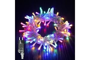 ALLBASA Guirlande Lumineuse 8 Mode 10M 100 LED, Décoration Romantique pour Sapin de Noël Mariage Fête,Guirlande Intérieure (Multicouleur, Fil Transparent)
