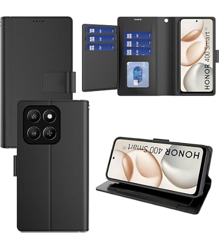 GOKEN Cover per Honor 400 Pro - Portafoglio in Pelle Sintetica con Calamita, Silicone Interno Antiurto, Custodia Libro Flip Magnetica con Slot per Carte e Stand -Nero