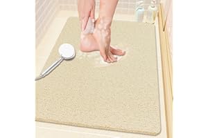 ATHRZ Loofah Shower Mat for Inside Shower Non Slip Anti Mould PVC Bath Mat for Bathroom Wet Shower Areas (Beige, 40 x 60 cm)
