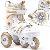 cariboo Kids Inline Skates for Beginners Adjustable Sizes with Glitter Ballerina Wheels