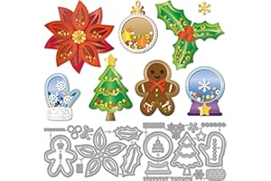 GLOBLELAND Troqueles De Corte De Metal Para Poinsettia De Invierno Bolas De Cristal Troqueles De Metal Modelos De Relieve De Árbol De Navidad Para Scrapbooking Y Fabricación De Tarjetas De Papel