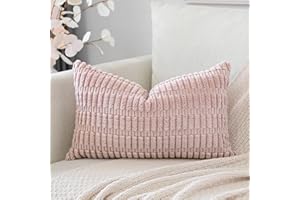 Artscope Corduroy Set of 1 Cushion Cover 30x50 cm Super Soft Boho Striped Lumbar Pillow Covers Case Decorative Modern Cushion Covers for Sofa Couch Bedroom Car Decor Pink