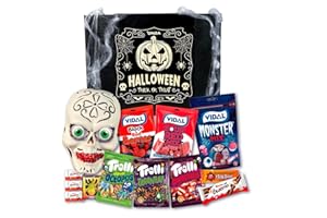 ONZA DULCE Y SALADO SWEET & SALTED Onza. Confezione di dolci e cioccolatini di Halloween. Regalo originale con sacchetti di caramelle, cioccolatini Kinder Bueno e una maschera in costume di Halloween.