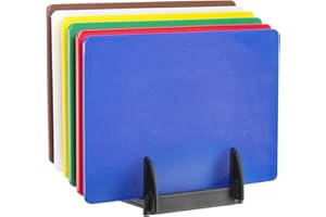 HENDI Set di 6 taglieri HACCP con supporto, lisci, 6 colori diversi, 6 pezzi, 450x300x(H)10mm, polietilene, polipropilene
