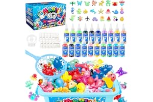 MOMSIV Zestaw żelowy Aqua Gelz, magiczna zabawka 3D z żelem wodnym, prezent dla dziewczynek w wieku 4, 5, 6, 7 lat, kreatywny zestaw Magic Water Elf Toy Kit z 20 kolorami i 24 formami dla dzieci