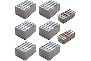 SinLaw 8 pièces Boîte Rangement Vetement Pliable,Organisateur Tiroir de Garde-robe avec Compartiments,Organisateur de Vêtements Lavable non Tissé avec Poignée-Gris(6Pcs,35*24*17cm,2Pcs,35*17*12cm)