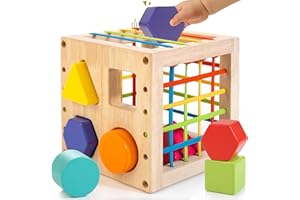 Winique Formsortier-Holzspielzeug ab 1 Jahr, Montessori sensorisches Spielzeug, Babyblöcke, Feinmotorik Sortierspiele für frühes Lernen, Geschenk für Kleinkinder Jungen Mädchen ab 12 Monate