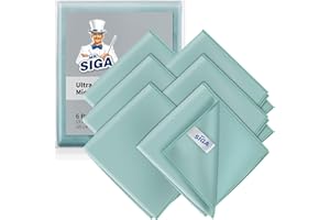 MR.SIGA Chiffon Microfibre Vitre Ultra Fine pour Verre, Chiffon Vitre sans Trace Lavable à Machine, Lot de 6, Dimensions 35 x 40 cm