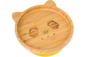 bamboo bamboo Baby Plate and Toddler Plate, Suction Plate for Feeding and Weaning, Bamboo Panda Plate with Secure Suction, Suction Plates for Babies from 6 Months (Panda, Yellow)