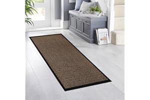Homatz Hallway Runner Rug, Brown 60x120cm Heavy Duty Non-Slip Rubber Back, Large Carpet Runner - Dirt Trapper, Water Absorbent Runner Mat, Washable Rug for Hallway Kitchen Living Room