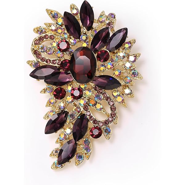 Broche Femme Goutte D'eau Strass Cristal - Style Vintage, Or Antique, Pour Robe Ou Veste